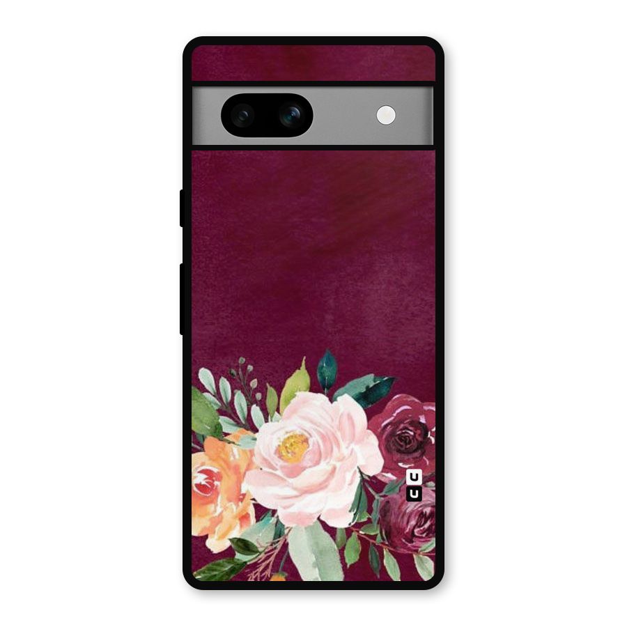Plum Floral Design Metal Back Case for Google Pixel 7a