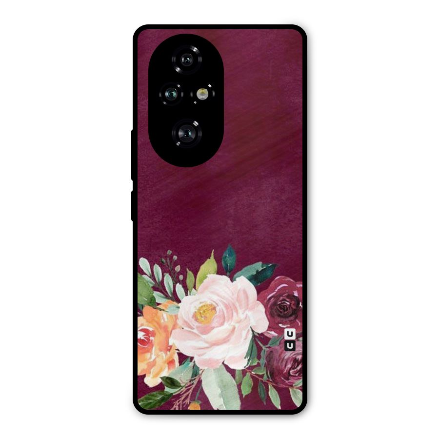 Plum Floral Design Metal Back Case for Honor 200 Pro