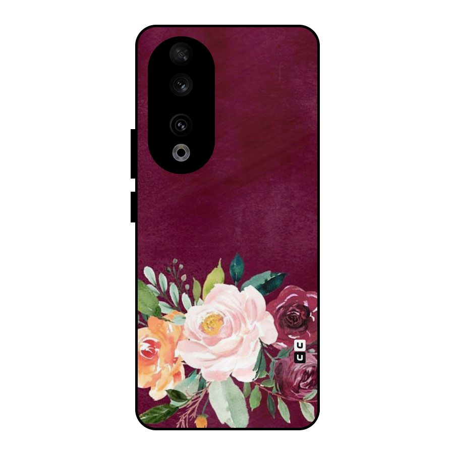 Plum Floral Design Metal Back Case for Honor 90
