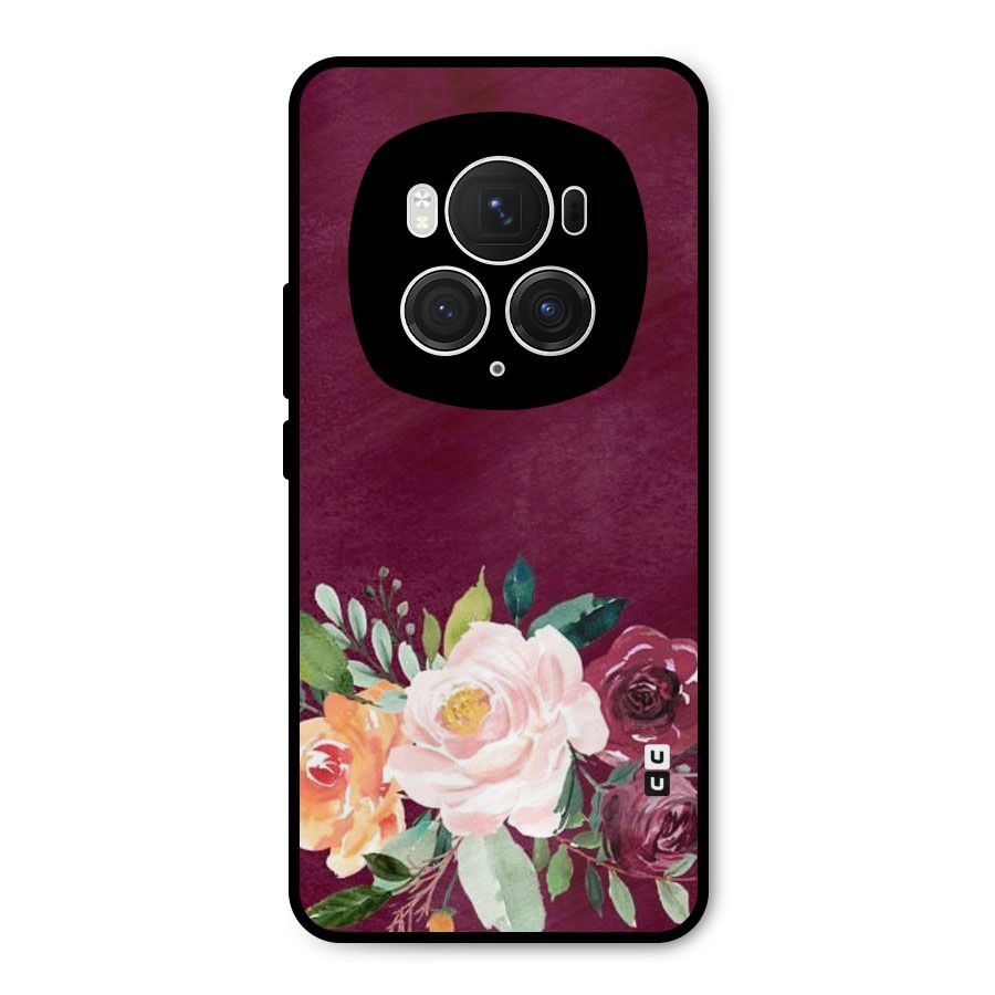 Plum Floral Design Metal Back Case for Honor Magic6 Pro