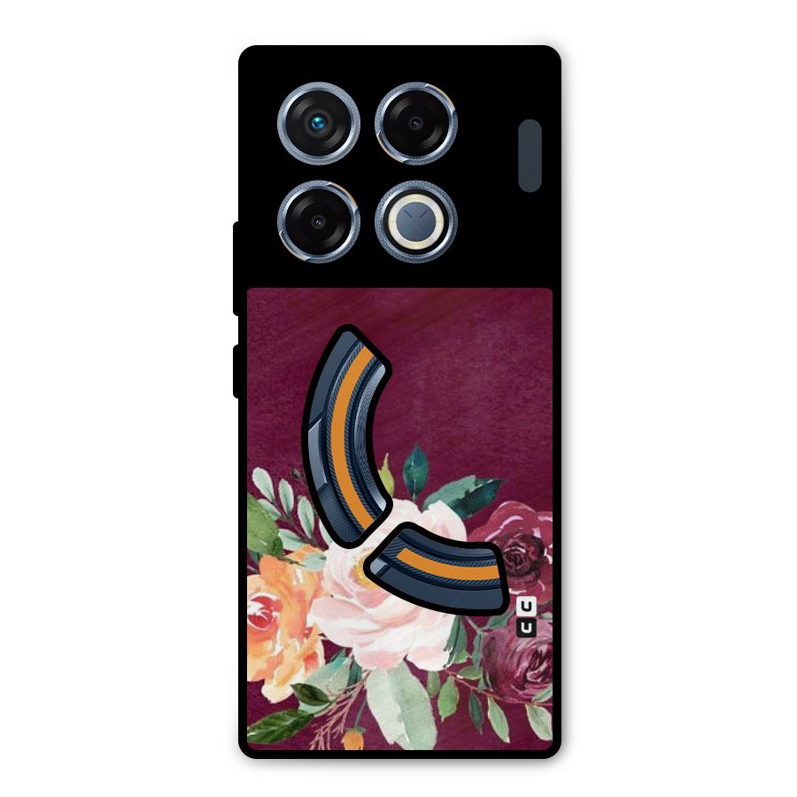 Plum Floral Design Metal Back Case for Infinix GT 20 Pro
