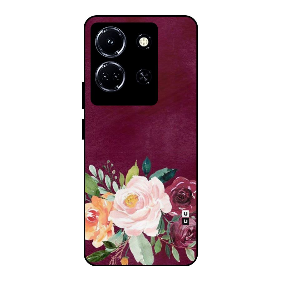 Plum Floral Design Metal Back Case for Infinix Note 30 5G