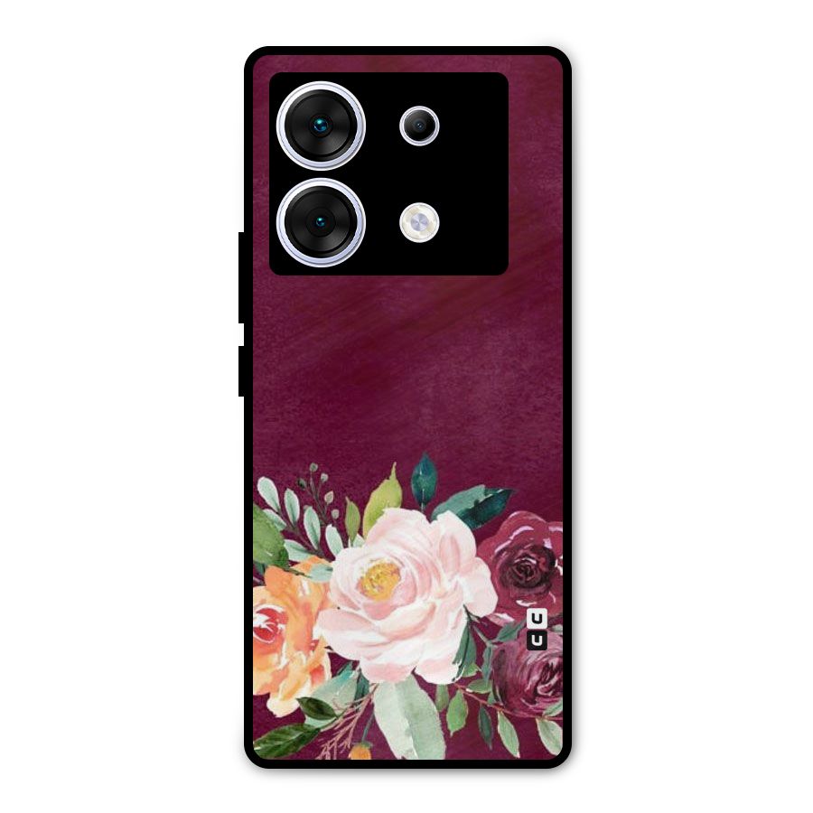 Plum Floral Design Metal Back Case for Infinix Zero 30 5G