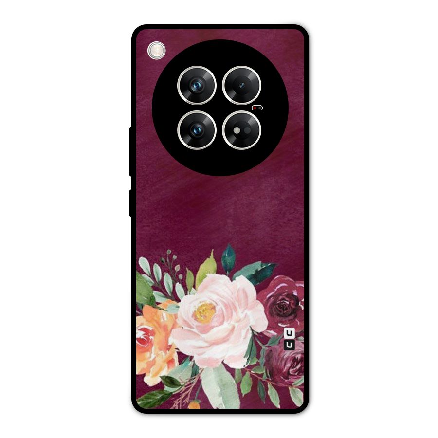 Plum Floral Design Metal Back Case for Infinix Zero 40 5G