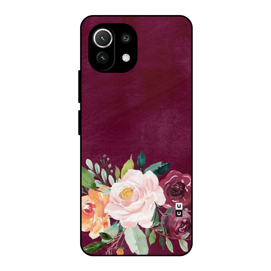 Plum Floral Design Metal Back Case for Mi 11 Lite