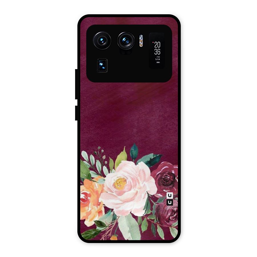 Plum Floral Design Metal Back Case for Mi 11 Ultra