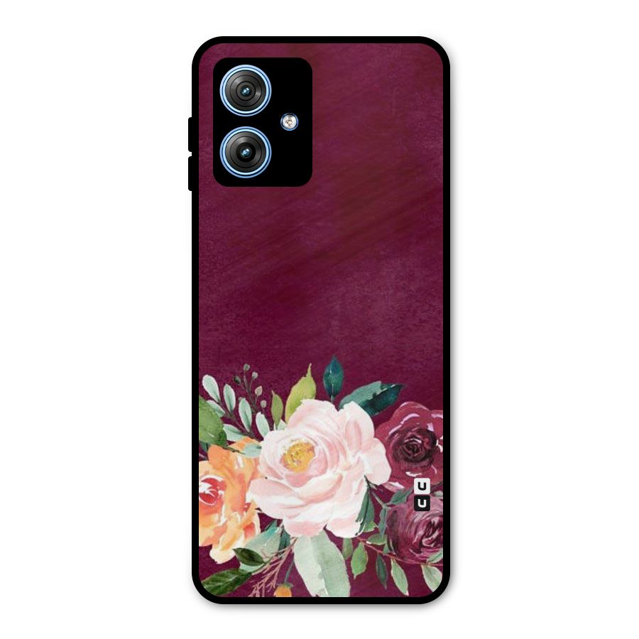 Plum Floral Design Metal Back Case for Moto G54