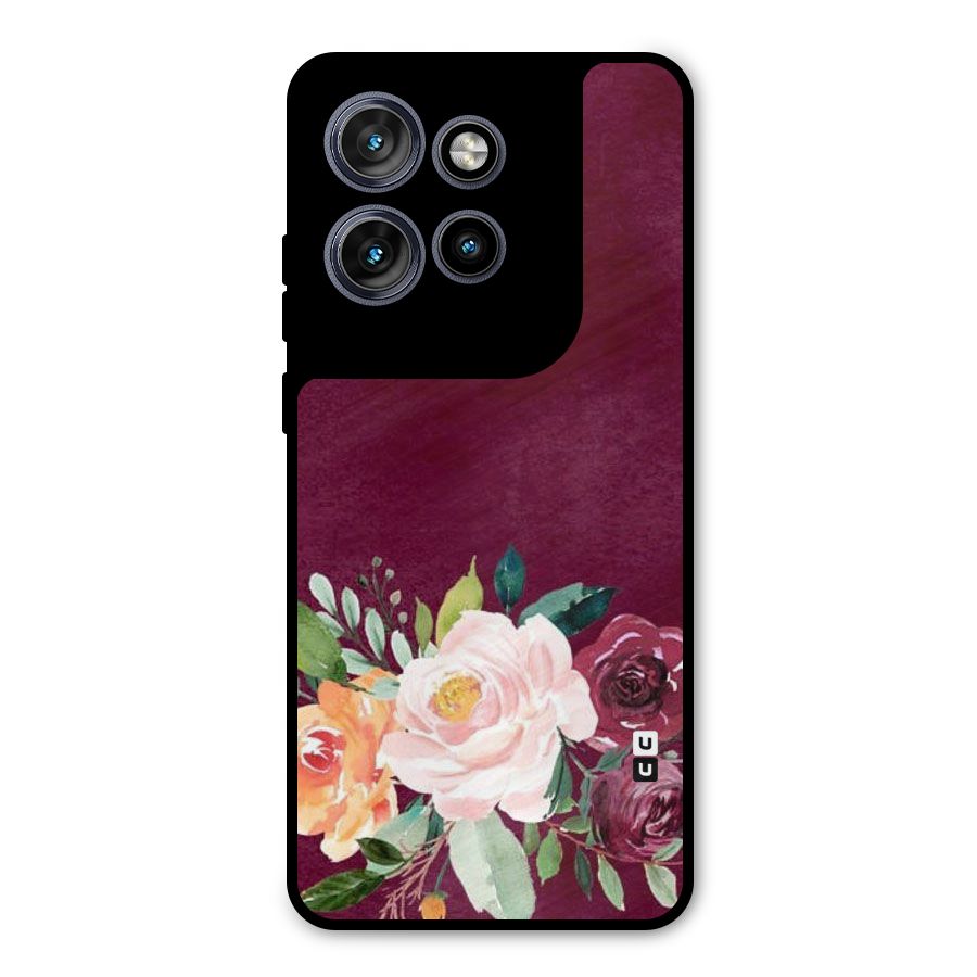 Plum Floral Design Metal Back Case for Motorola Edge 50 Neo