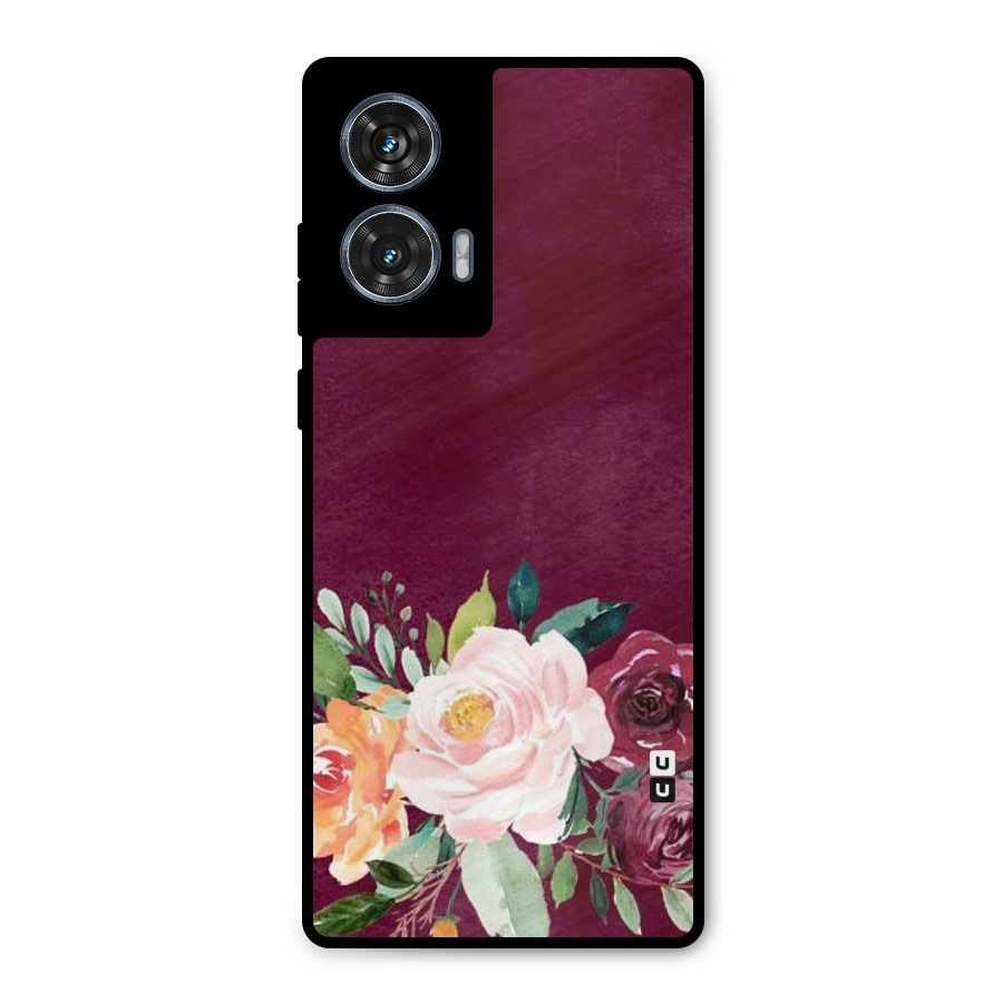 Plum Floral Design Metal Back Case for Motorola G96