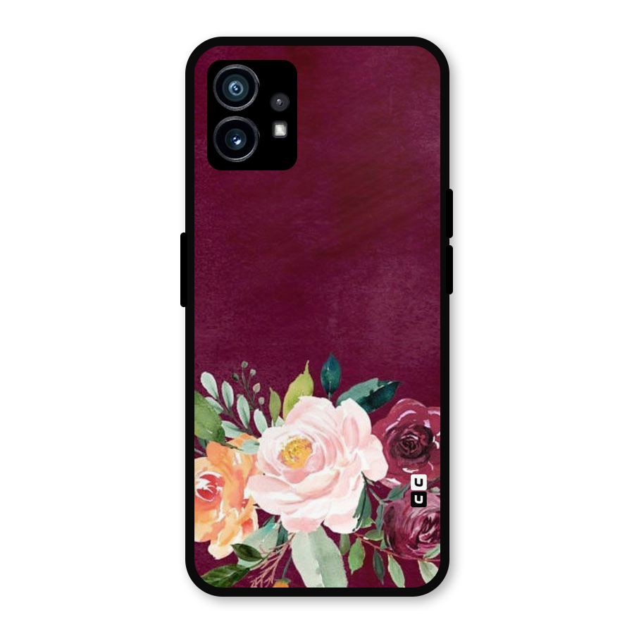 Plum Floral Design Metal Back Case for Nothing Phone 1