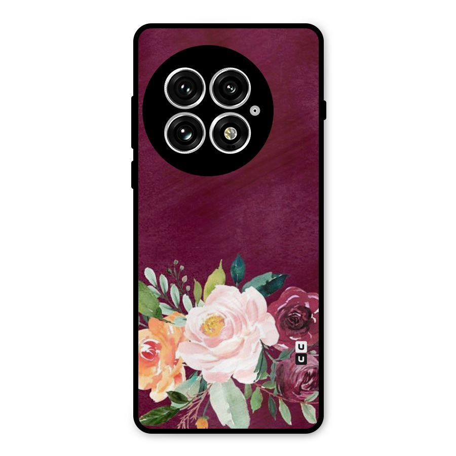 Plum Floral Design Metal Back Case for OnePlus 13