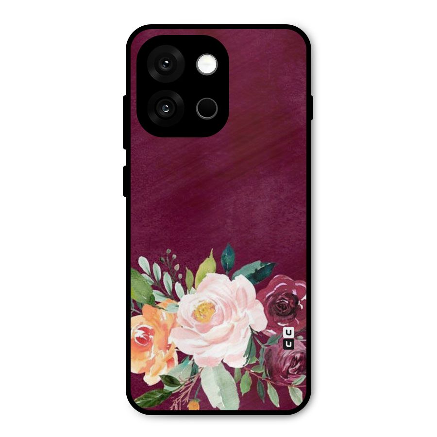 Plum Floral Design Metal Back Case for OnePlus 13s
