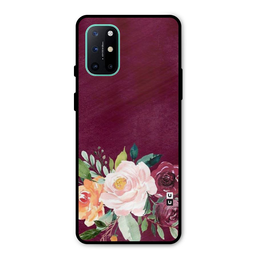 Plum Floral Design Metal Back Case for OnePlus 8T