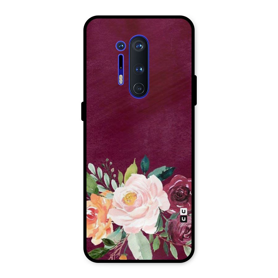 Plum Floral Design Metal Back Case for OnePlus 8 Pro