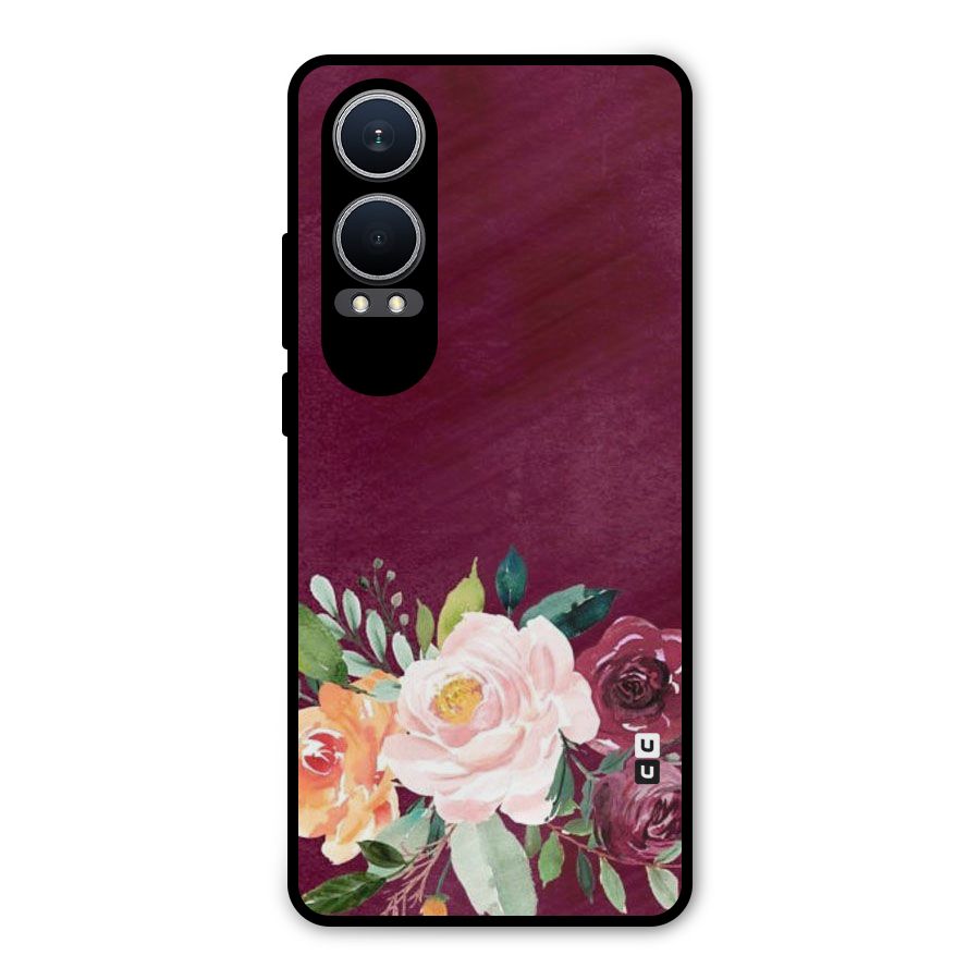 Plum Floral Design Metal Back Case for OnePlus Nord CE4 Lite