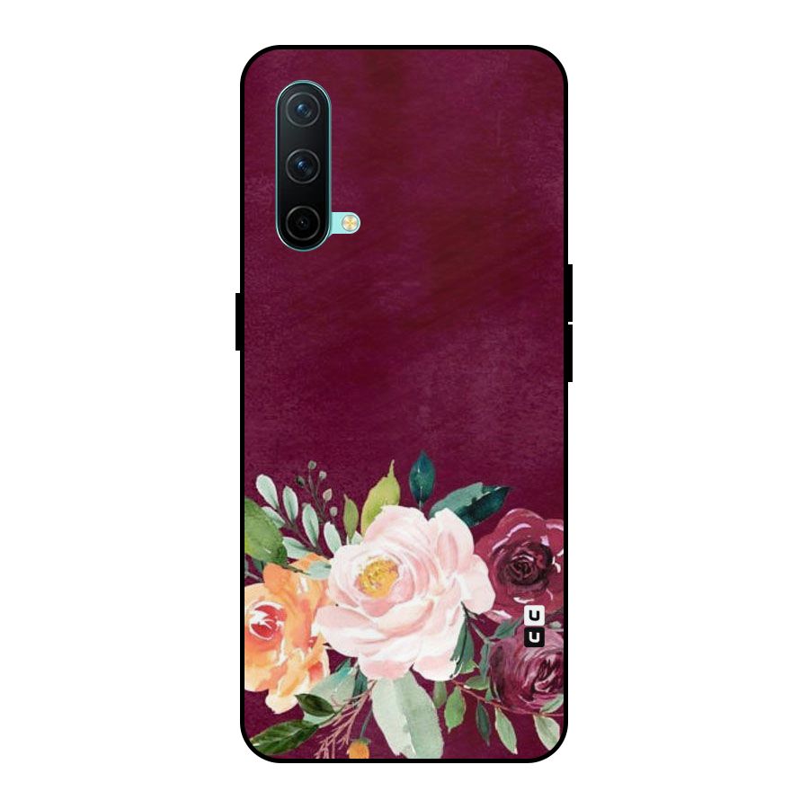 Plum Floral Design Metal Back Case for OnePlus Nord CE 5G