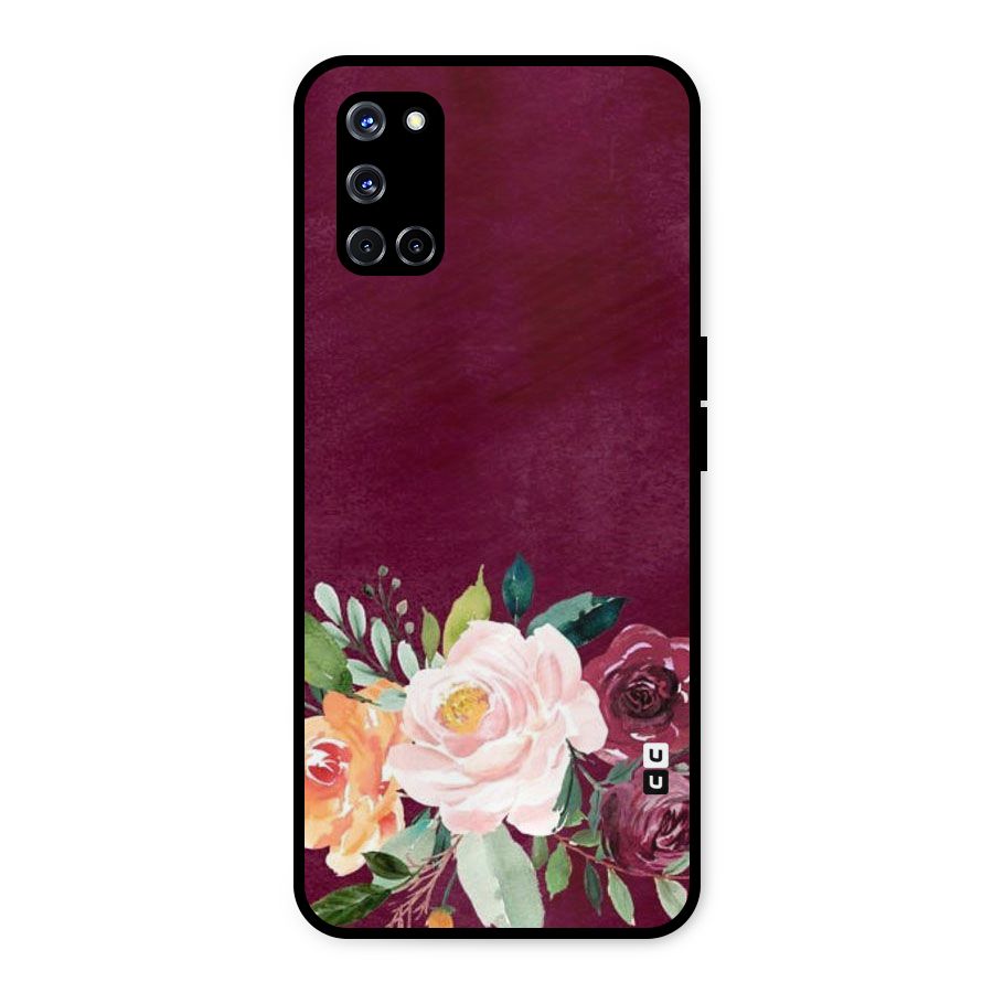 Plum Floral Design Metal Back Case for Oppo A52
