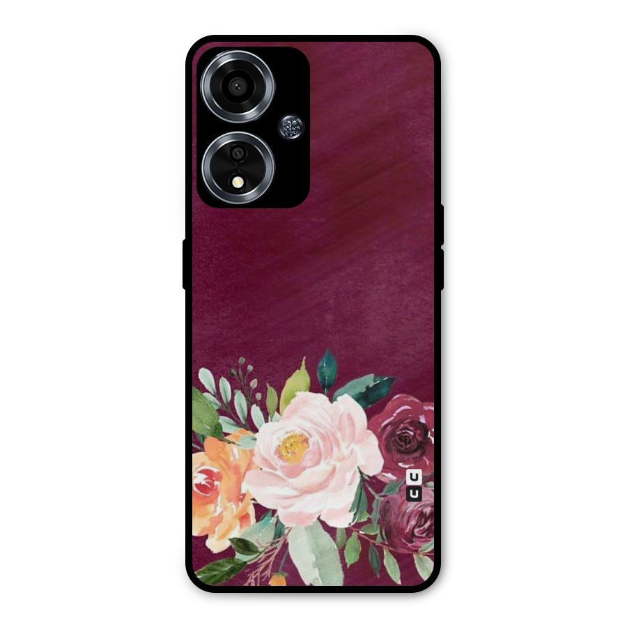 Plum Floral Design Metal Back Case for Oppo A59