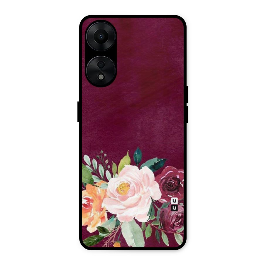 Plum Floral Design Metal Back Case for Oppo A78 5G