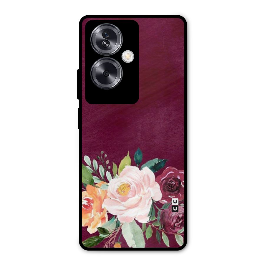 Plum Floral Design Metal Back Case for Oppo A79 5G
