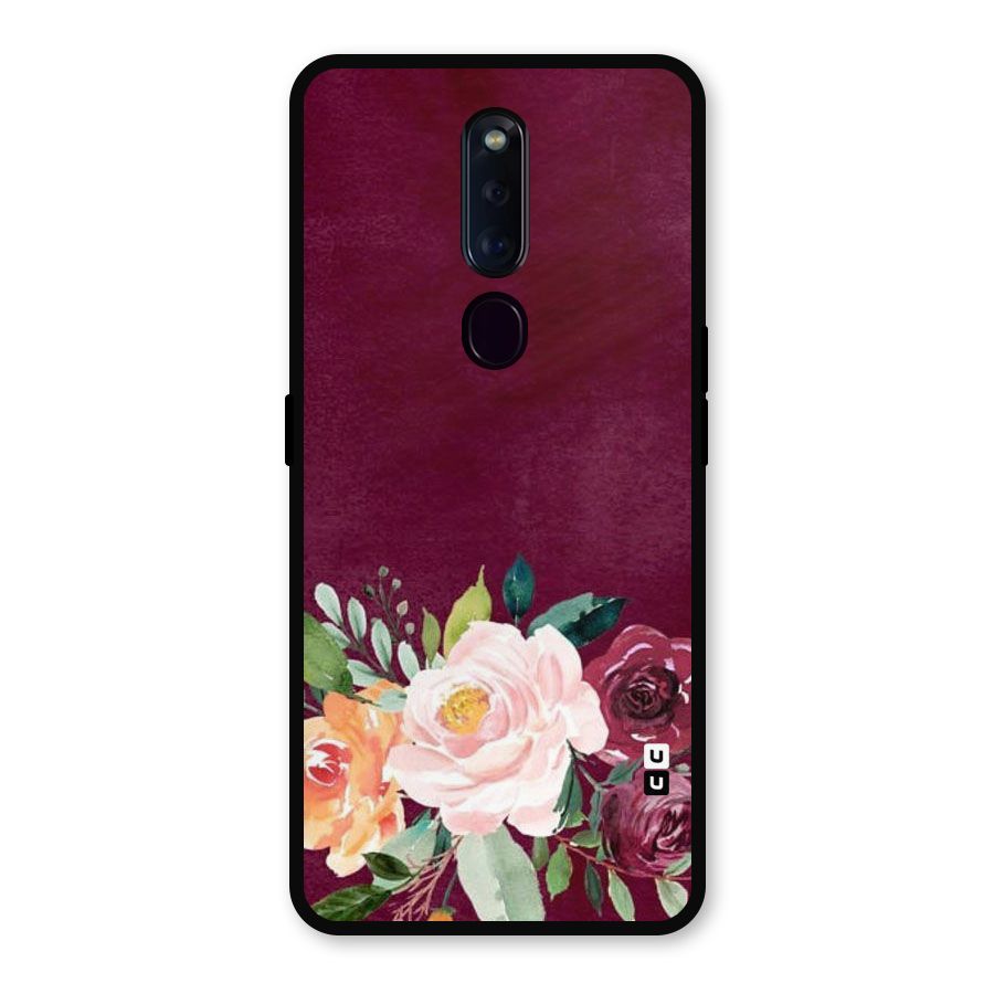 Plum Floral Design Metal Back Case for Oppo F11 Pro