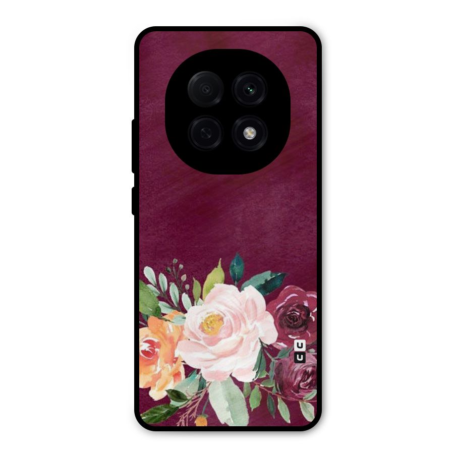 Plum Floral Design Metal Back Case for Oppo F29 Pro