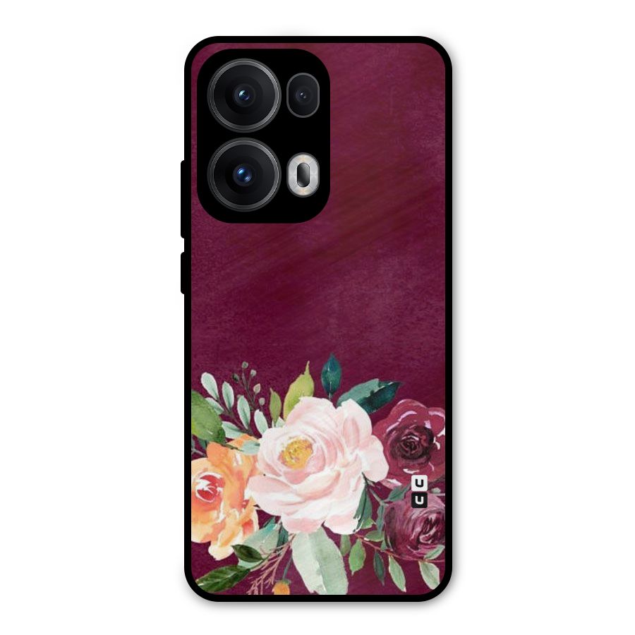 Plum Floral Design Metal Back Case for Oppo Reno13 Pro