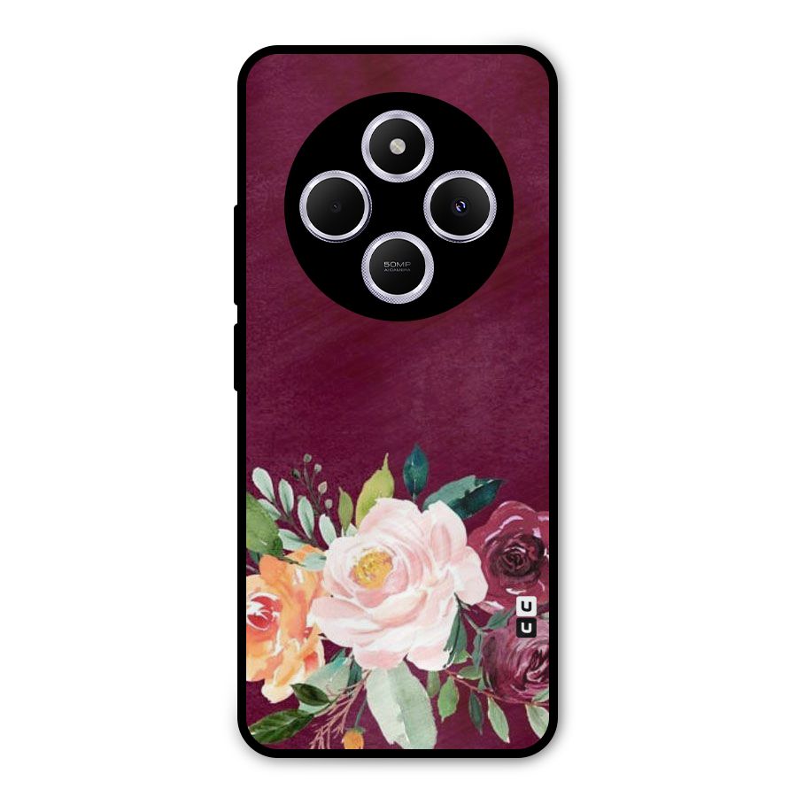 Plum Floral Design Metal Back Case for Poco C75 5G