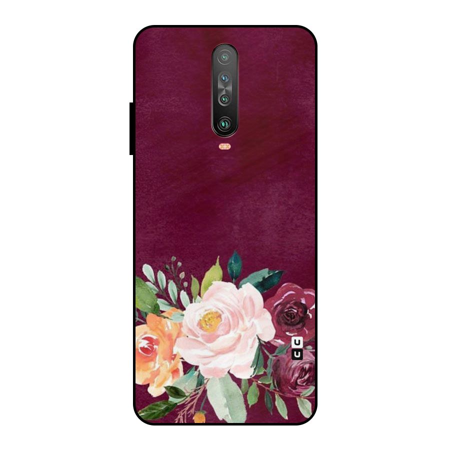 Plum Floral Design Metal Back Case for Poco X2
