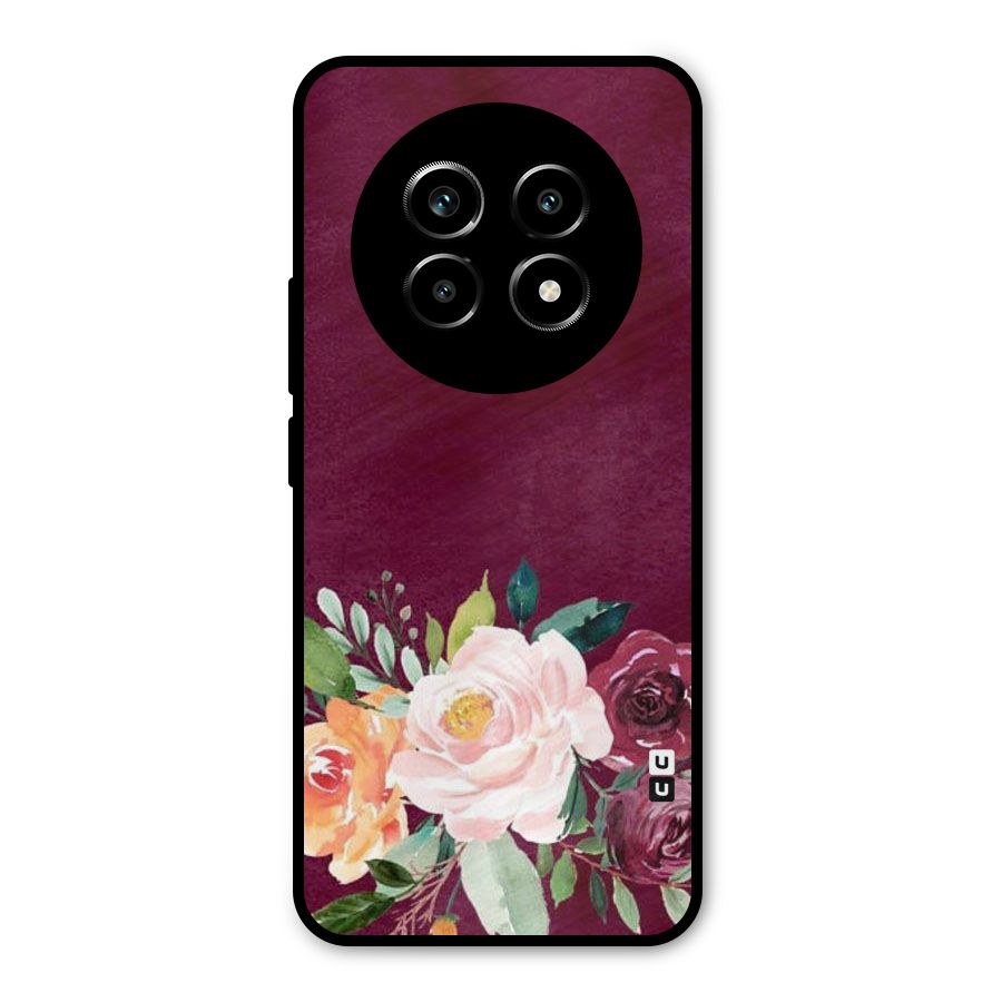 Plum Floral Design Metal Back Case for Realme 13 Pro