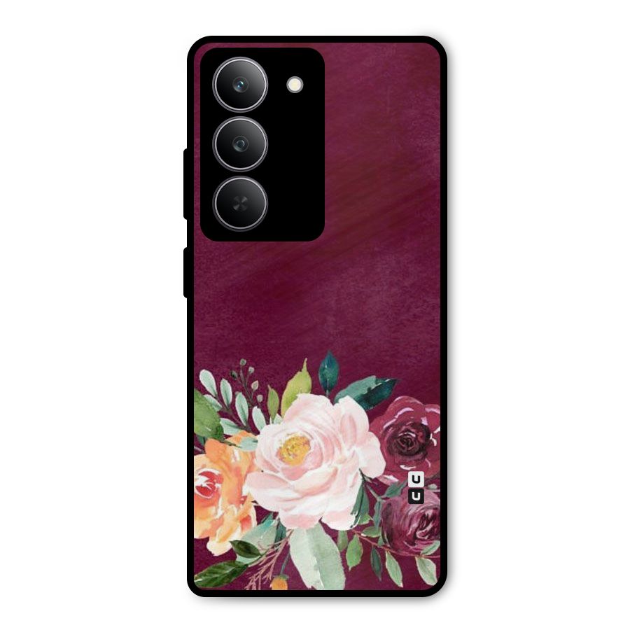 Plum Floral Design Metal Back Case for Realme 14x