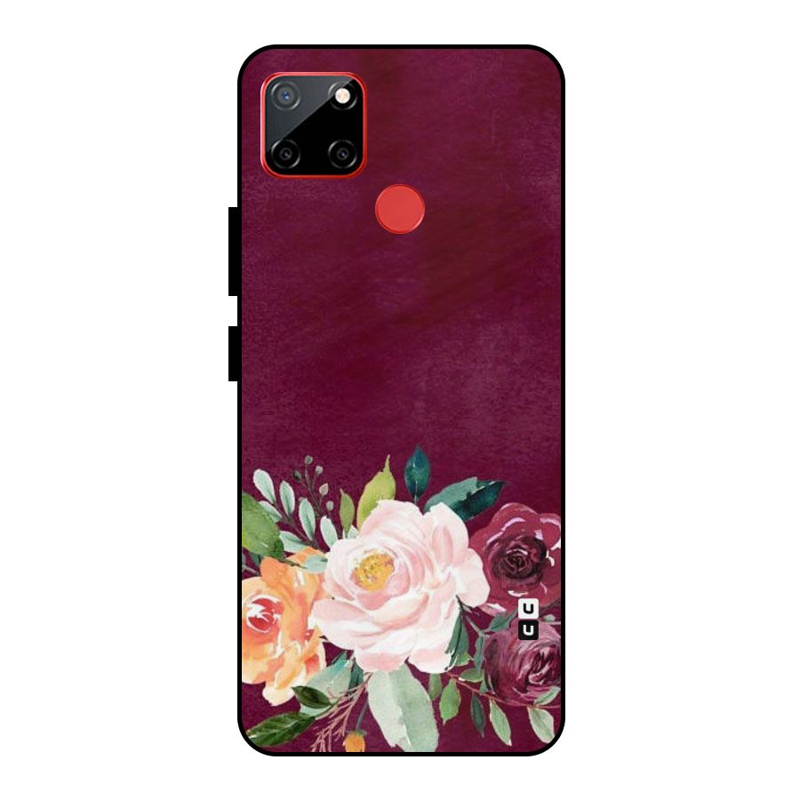 Plum Floral Design Metal Back Case for Realme C12