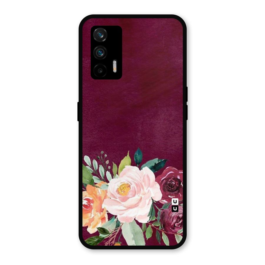 Plum Floral Design Metal Back Case for Realme GT 5G
