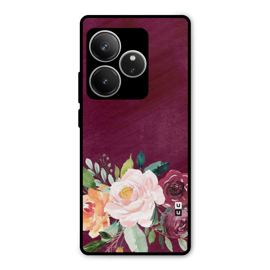 Plum Floral Design Metal Back Case for Realme GT 6