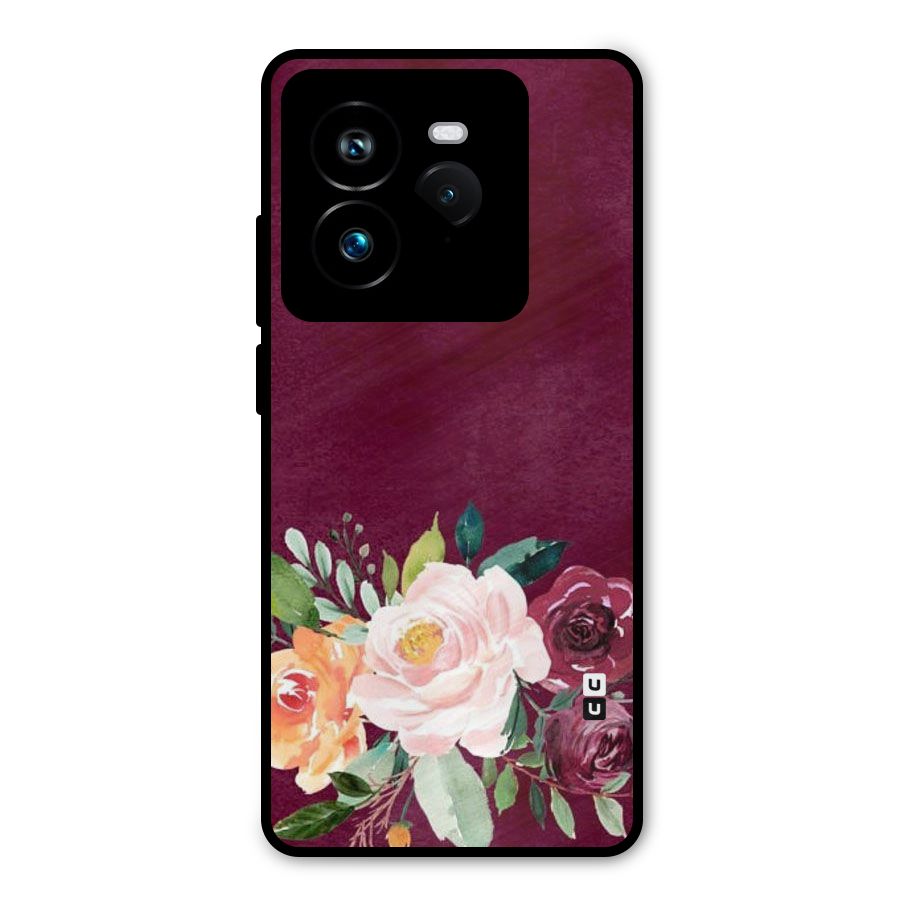 Plum Floral Design Metal Back Case for Realme GT 7 Pro