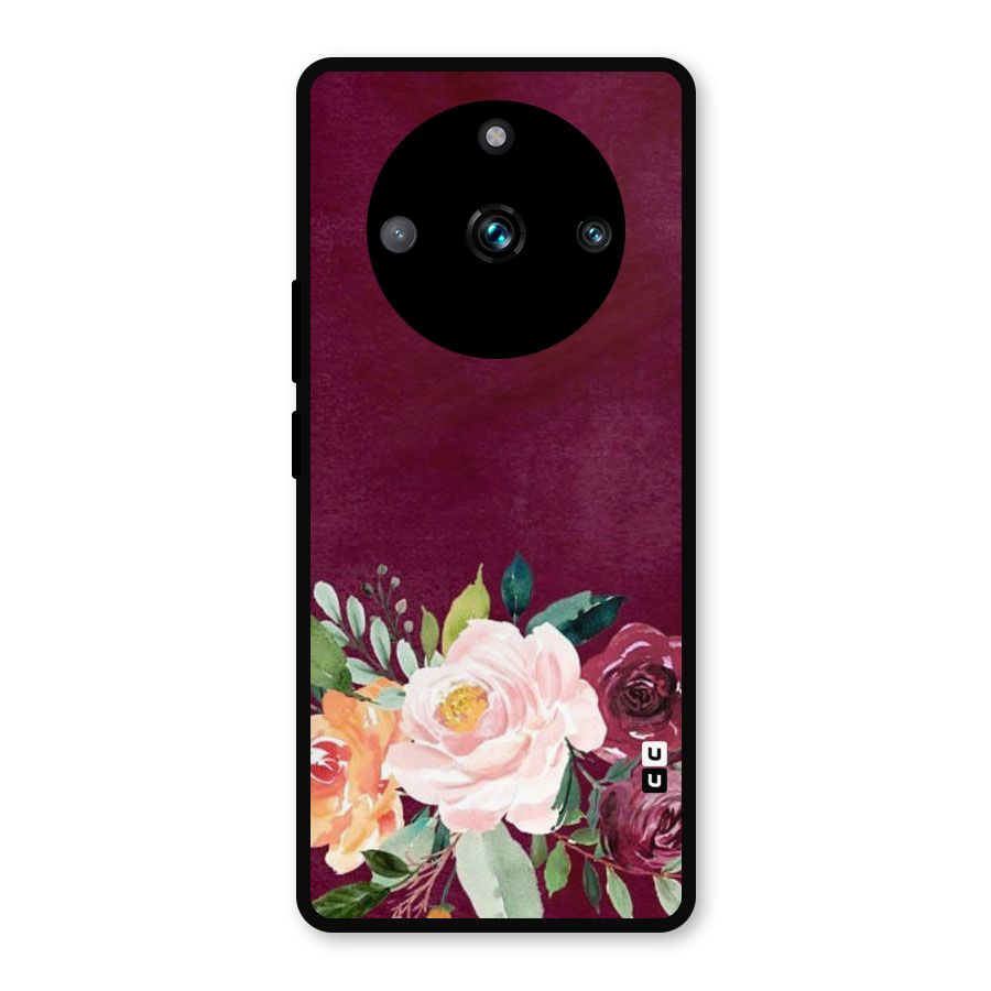 Plum Floral Design Metal Back Case for Realme Narzo 60 Pro