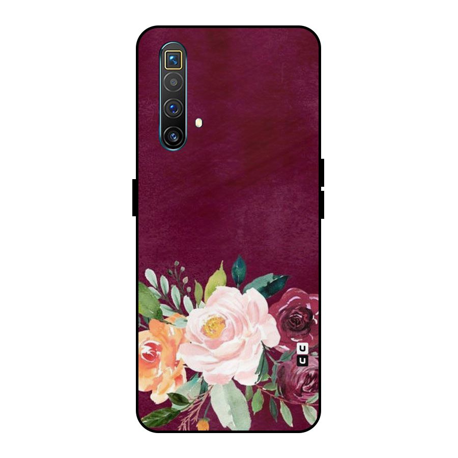 Plum Floral Design Metal Back Case for Realme X3