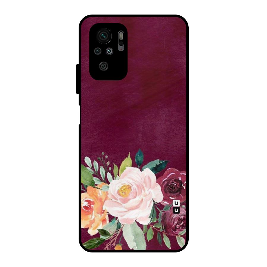 Plum Floral Design Metal Back Case for Redmi Note 10S