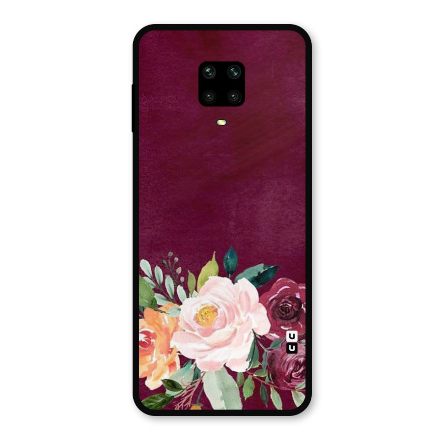 Plum Floral Design Metal Back Case for Redmi Note 9 Pro Max