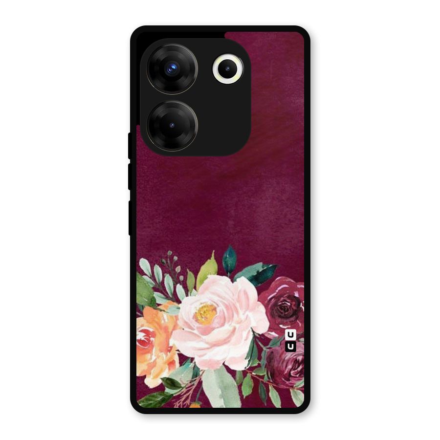 Plum Floral Design Metal Back Case for Tecno Camon 20
