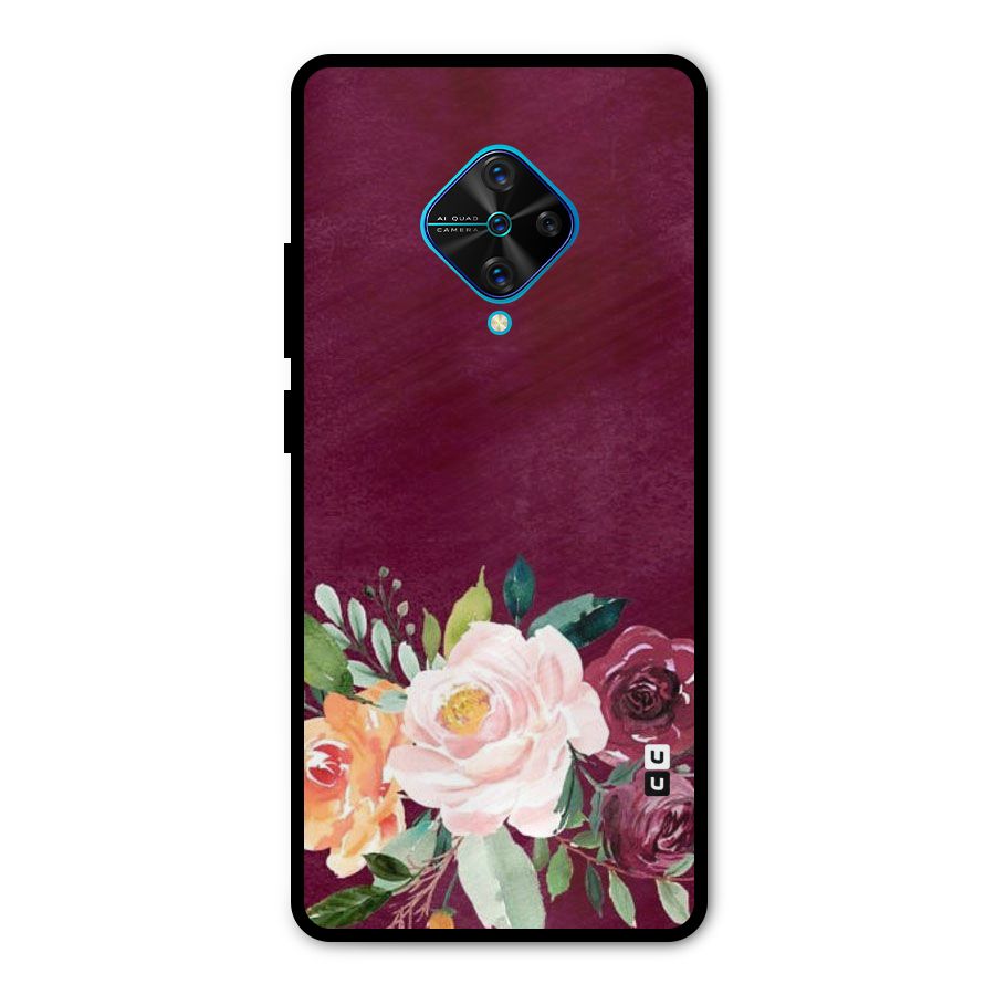 Plum Floral Design Metal Back Case for Vivo S1 Pro