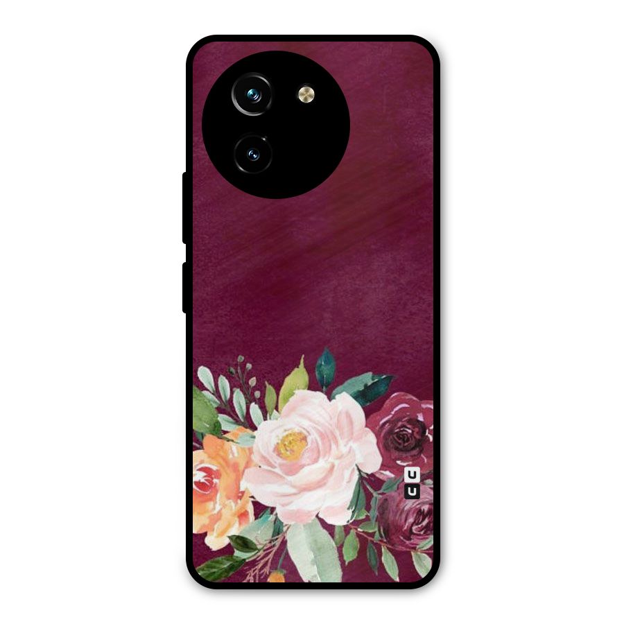 Plum Floral Design Metal Back Case for Vivo T3x
