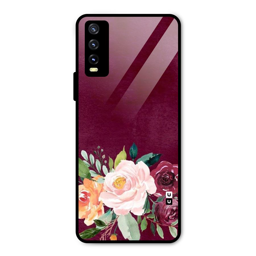 Plum Floral Design Metal Back Case for Vivo Y20g