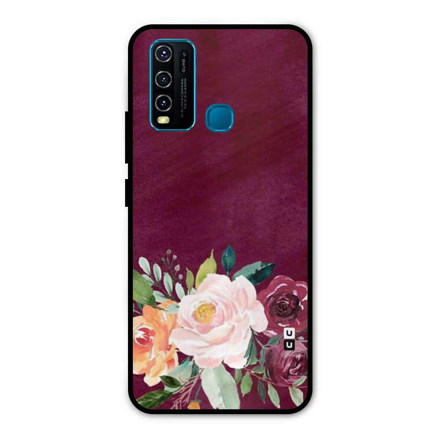 Plum Floral Design Metal Back Case for Vivo Y50