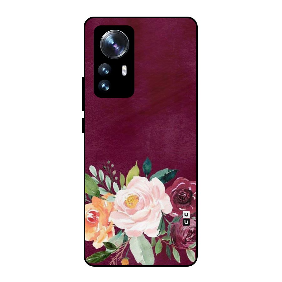 Plum Floral Design Metal Back Case for Xiaomi 12 Pro