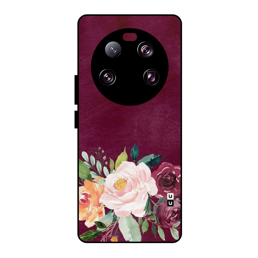 Plum Floral Design Metal Back Case for Xiaomi 13 Ultra