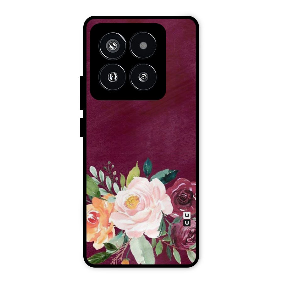 Plum Floral Design Metal Back Case for Xiaomi 14 Pro