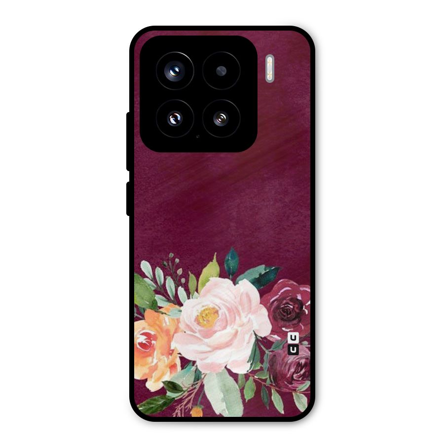 Plum Floral Design Metal Back Case for Xiaomi 15