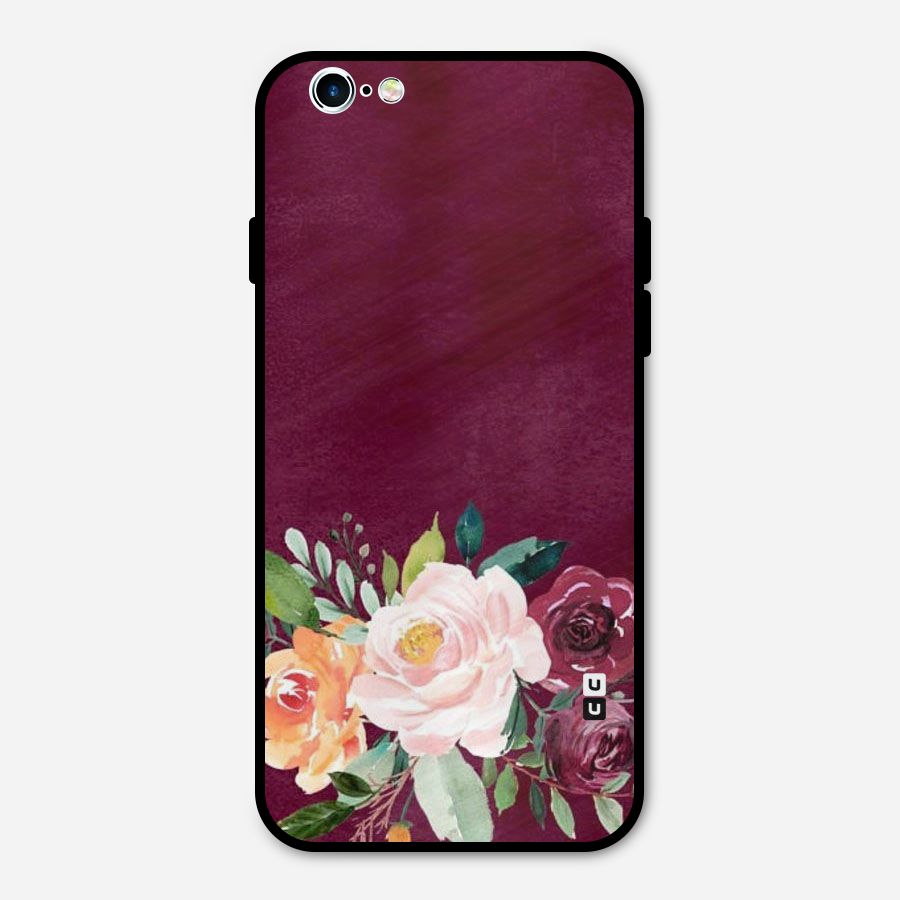 Plum Floral Design Metal Back Case for iPhone 6 6s