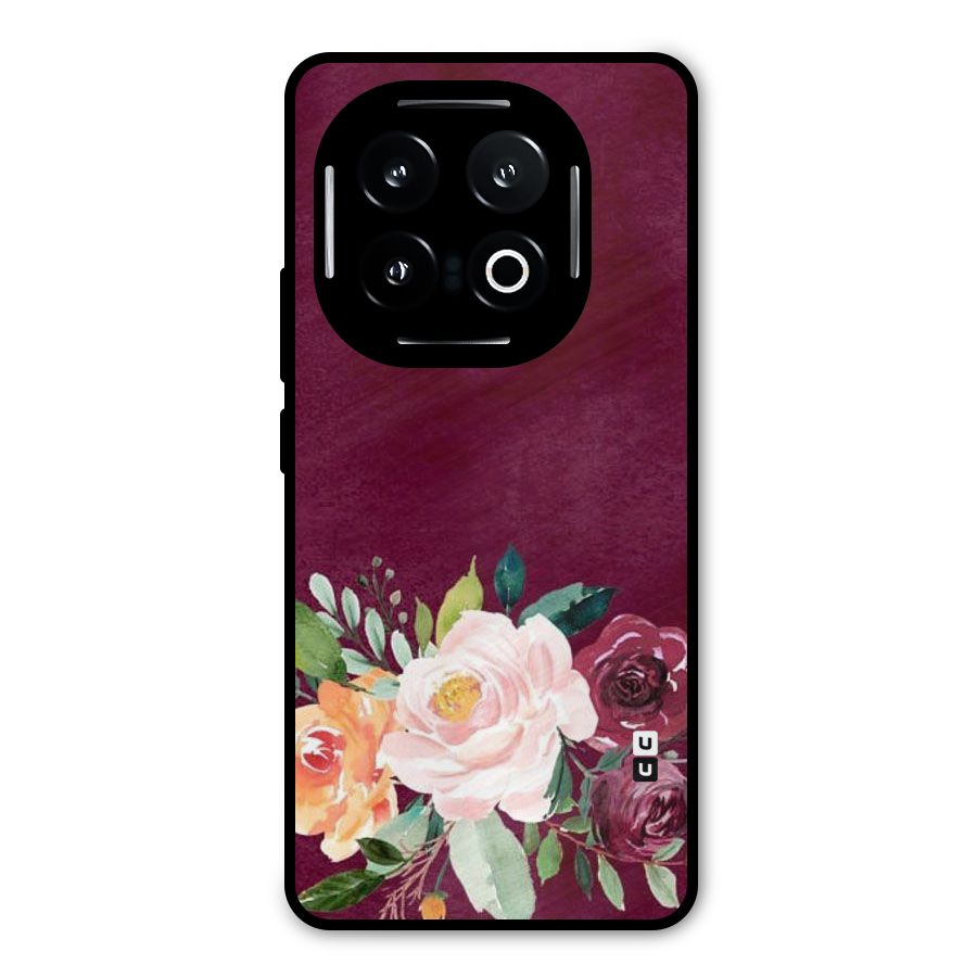 Plum Floral Design Metal Back Case for iQOO 13
